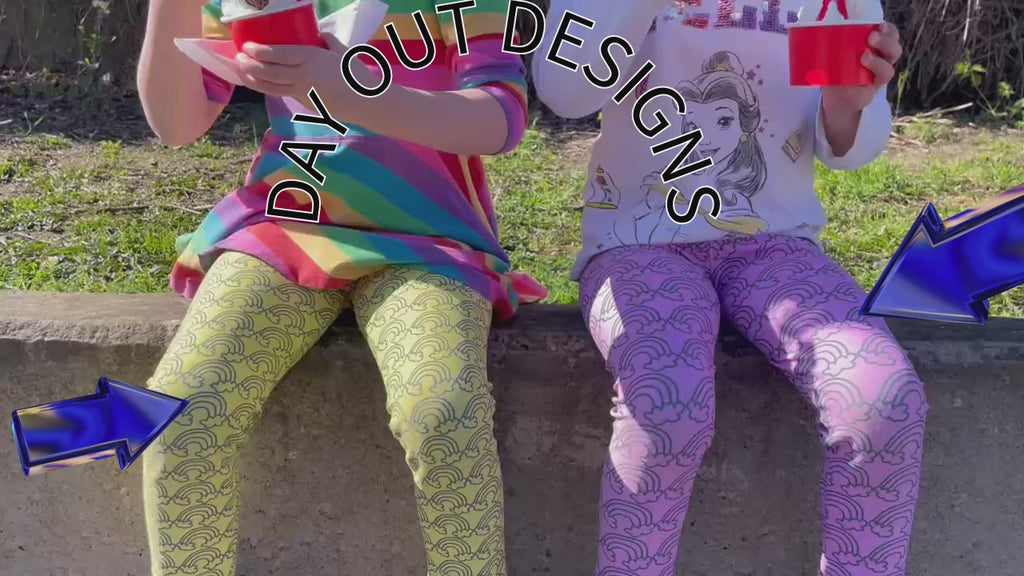 Rainy Days Muddy Puddles Pink Rainbow Print Kid's Leggings Activewear